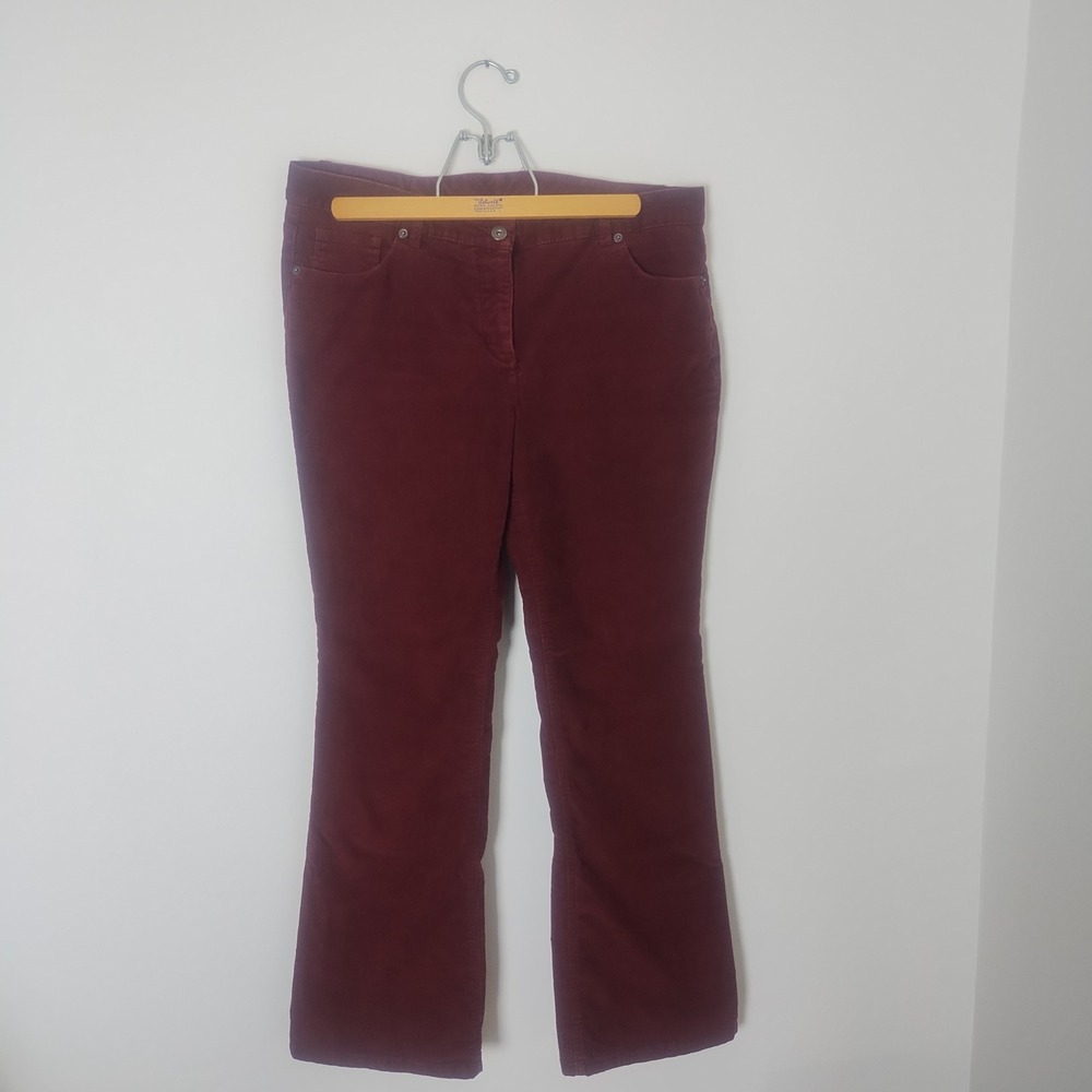 Liz Claiborne Corduroy Pants Women's 14 Burgundy Straight Leg